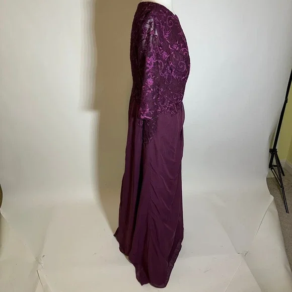 NWD Gown Gallery Lace Chiffon Gown Mother of Bride Formal Dress Womens 16W  Plum